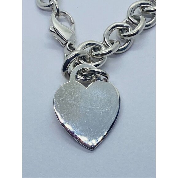 SOLD!!!Tiffany & Co Sterling Silver Blank Heart Tag Charm Bracelet 8" - Picture 6 of 9